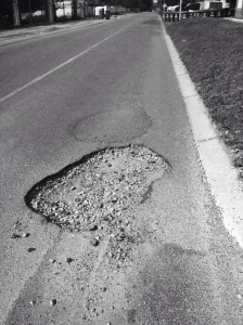 Typical pothole commonly seen across Johannesburg roads